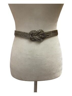 Womens Unmarked Silver Knitted Metallic Fashion Statement Belt Size S/M Evening